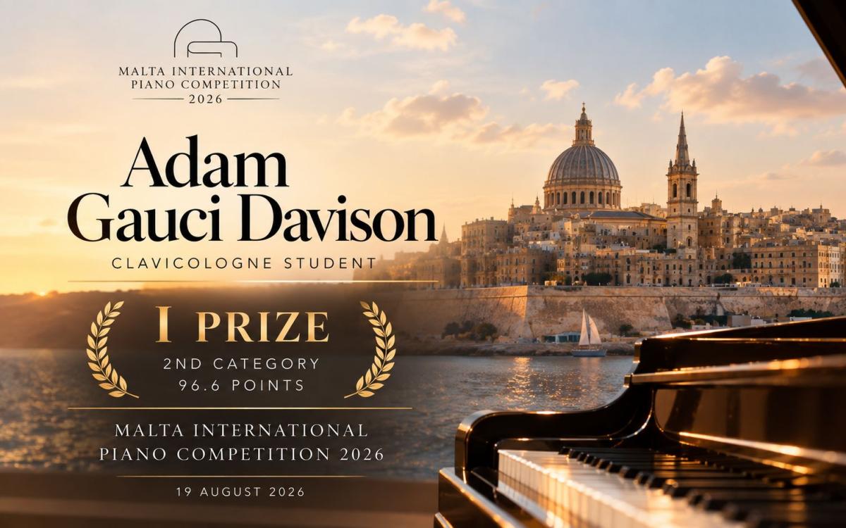 ClaviCologne Student Adam Gauci Davison Wins First Prize at Malta International Piano Competition